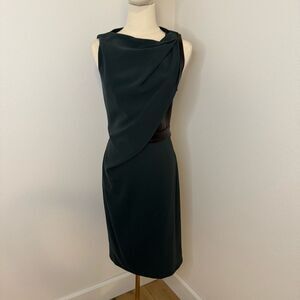 [Alexander Wang] Green Dress with Black Leather accents - Size 2